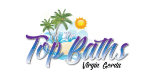 Logo for Top Baths, featuring palm trees, a sun, and the text "Top Baths" in vibrant colors.